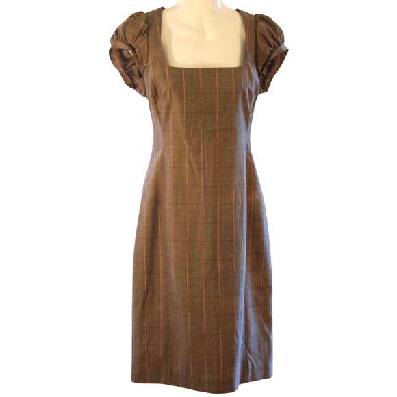 Darling! NWT TIGER of Sweden Wool Blend Gray Pink Plaid Sheath Work Dress 36 XS - Picture 1 of 6